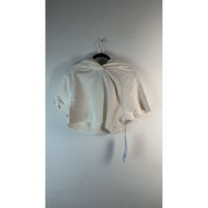 Cropped in the Air Alo Yoga Short Sleeve‎ Hoodie Womens Size M In Ivory W3912R